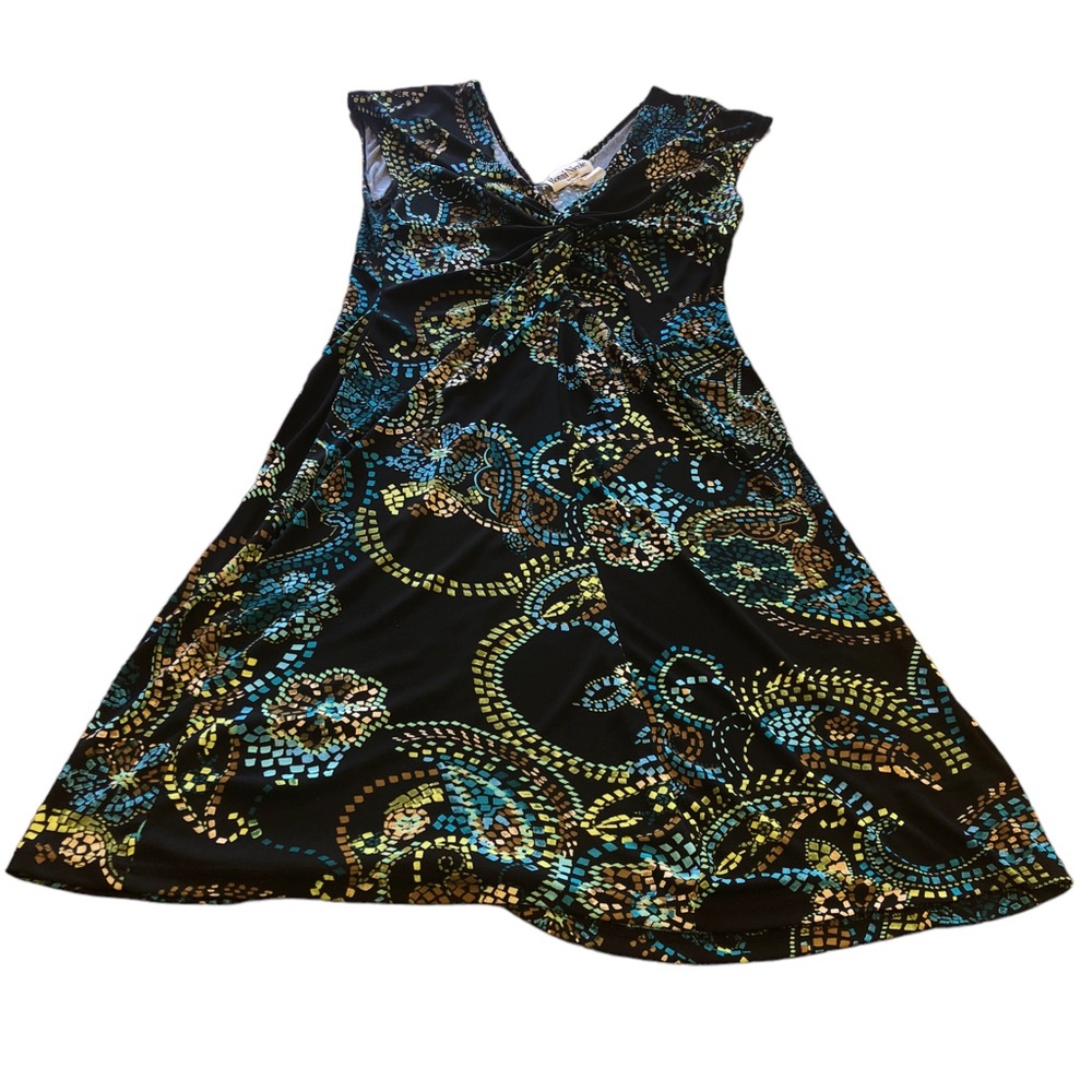 VINTAGE Ronni Nicole by Ouida y2k Stretchy Black with Geo Sundress Plus Size 16